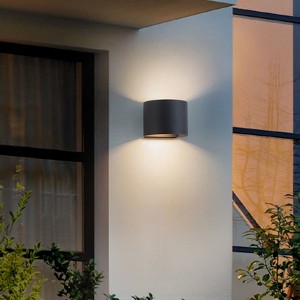 LLHZSY 4 1/2" Modern Outdoor Wall Light Fixture Hollow Cylindrical LED Exterior Light Mount Porch Yard Front Door House -Black - 1 of 4