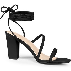 Perphy Women's Strappy Slingback Lace Up Open Toe Block Heels Sandals - 1 of 3