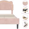 Twin Size Luxury Velvet Princess Platform Bed Frame - Smart Headboard, Built-in Storage Drawer, Wooden Slats Support,Cozy Bed for Bedroom - 4 of 4