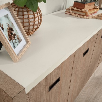 Brushed Oak and Pebble White 66'' 2-Drawer Credenza