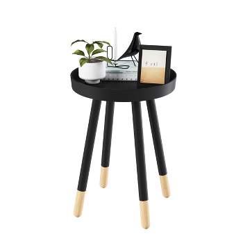 Hasting Home Modern Side Table, Round End Table with Tray Top