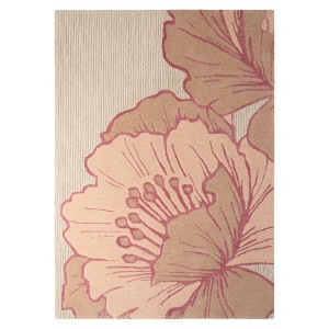 NICOLE MILLER NEW YORK Flora Grandeur Bloom Handcrafted Area Rug, Natural Wool Rug - 1 of 4