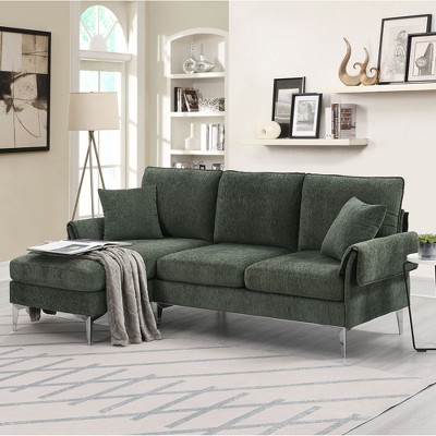 Convertible Sectional Sofa, Modern Upholstered Chenille L-shaped Sofa ...