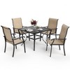 Pamapic 5-Piece Metal Outdoor Patio Dining Set with 4 Text Ilene Chairs and Square Table - 2 of 4