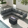 LayinSun 7 Pieces Rope Woven Patio Furniture Set, Modern Modular Sectional Sofa with Fire Pit Table and Upgrade Thickness Cushion - 2 of 4