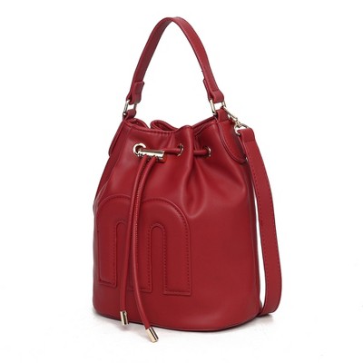 MKF Collection Soraya Buckle Shoulder Bag Faux Leather Handbag for Women by Mia K- Red