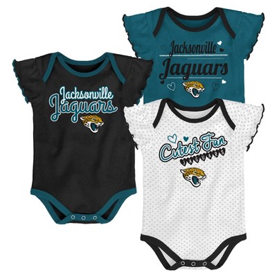 NFL Jacksonville Jaguars Girls' Newest Fan 3pk Bodysuit Set 18 M