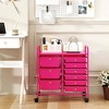 Costway 9 Drawer Rolling Organizer Cart Utility Storage Tools Scrapbook Paper Multi-Use Macaron/White/Hot Pink/Light Pink/Clear/Black - 2 of 4