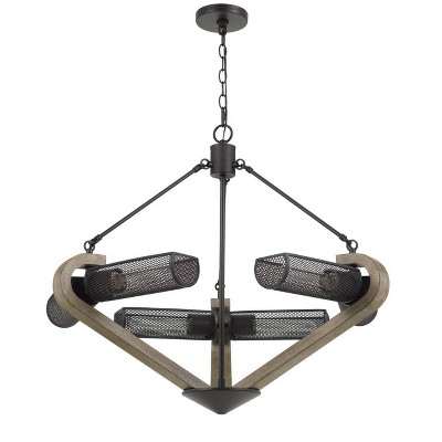 32" x 32" x 28" Metal/Wood Baden Chandelier with Mesh Shades Blacksmith - Cal Lighting