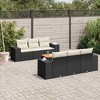 vidaXL Patio Sofa Set with Cushions Outdoor Furniture 7 Piece Poly Rattan - Black and Cream - 2 of 4