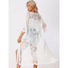 Allegra K Women's Summer Beach Floral Lace 3/4 Sleeve Long Bikini Swim Cover-Up - 4 of 4