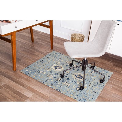 Blue and Beige Jacquard Polyester Office Chair Mat