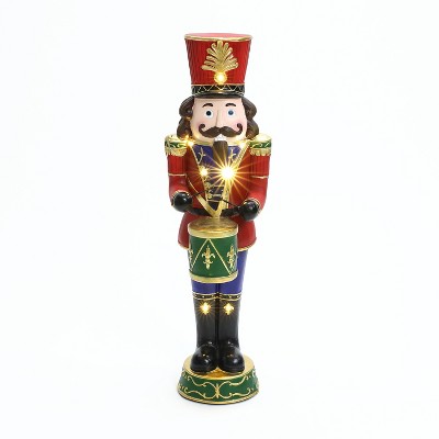 LuxenHome 24.21" LuxenHome 2Ft Tall Traditional Nutcracker Drummer Soldier with Lights Multicolored