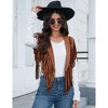 Coolmee Women's Casual Tassel Shawl Waistcoats Solid Sleeveless Fringe Shawl Open Front Cropped Boho Western Shawl Cardigan L Brown - 2 of 4