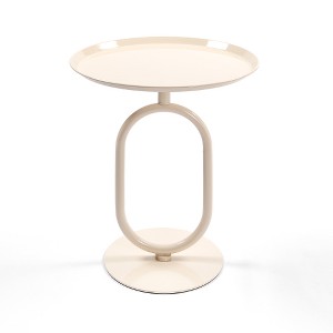 Lyngins Lantern-Shaped Metal End Tables Living Room, Retro Tray Side Table with Weighted Base, Small Side Table, Round End Table, Small Coffee Table - 1 of 4