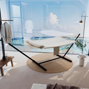 2-Person Hammock Suite with Collapsible Steel Frame – Backyard Oasis & Camping Essential 450Lb Support, UV-Resistant & Storage Bag - 1 of 4