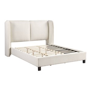 HOMES: Inside + Out Queen Shellsea Modern Boucle Upholstered Platform Bed with Wingback Headboard - 1 of 4