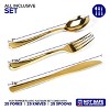 75-Pieces Heavy Duty Plastic Silverware Set Including 25 Forks, 25 Spoons, 25 Knives (Gold) - 2 of 4