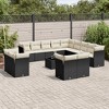vidaXL 14 Piece Patio Sofa Set with Cushions Black and Cream - With Table - 2 of 4