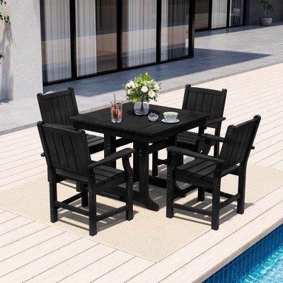 Pamapic 5-Piece HDPE Plastic Patio Outdoor Dining Set with Arm Chairs
