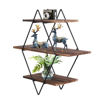 Artloge 3 Tiers Retro Rustic Floating Wall Mounted Display Shelf Kitchen Metal Rack for Room Home Art Decor Display