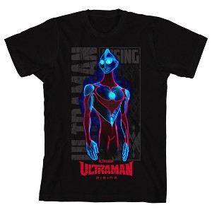 Ultraman Rising Glowing Ultraman Crew Neck Short Sleeve Boy's Black T-shirt - 1 of 3