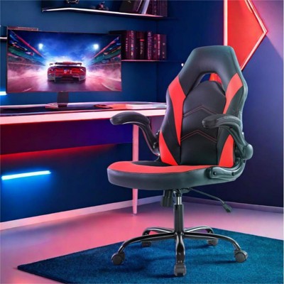 GlasFlength Seating Sets with Lumbar Support, Upholstered Arm office Chair, Castors, for Office or Home, Red, 20"*20"*45.8"