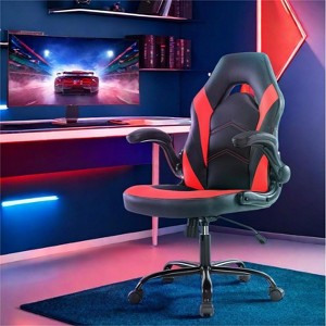 GlasFlength Seating Sets with Lumbar Support, Upholstered Arm office Chair, Castors, for Office or Home, Red, 20"*20"*45.8" - 1 of 4