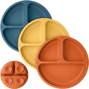 3-Pack Prep Suction Plates for Baby, 100% Silicone Toddler Plates, BPA-Free Divided Baby Plates with Suction - 1 of 4