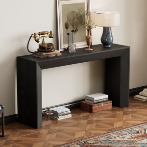 HDZNVF Elegant Console Table, Fireplace Design,Simple and Functional with High Quality Wood Veneer Top, Black - 1 of 4