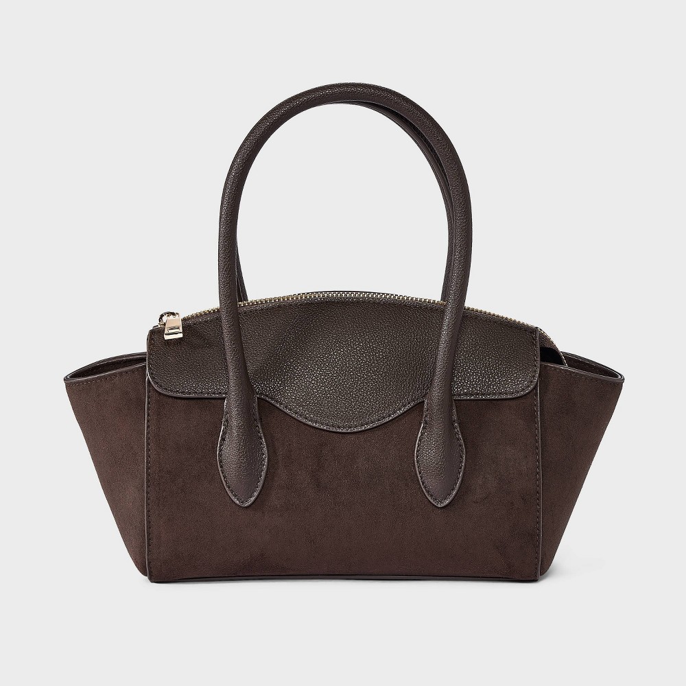 Faux Suede Small Winged Satchel - A New Day™ Brown