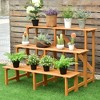 Costway 3 Tier Wide Wood Plant Stand Flower Pot Holder Display Rack Shelves Step Ladder - 3 of 4