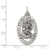 Black Bow Jewelry Sterling Silver Antiqued Oval St. Christopher Medal Pendant, 20 x 36mm - 4 of 4