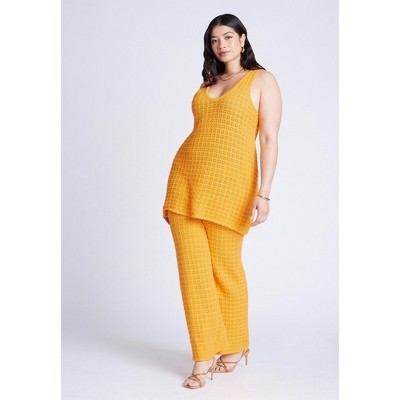 ELOQUII Women's Plus Size Crochet Knit Pant