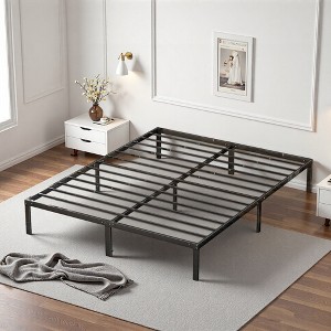 FONTOI King Size Bed Frame Heavy Duty Metal Bed Frame Sturdy Beds for Bedroom, Guest Room, Kid Room, No Box Spring Needed, Black, 80"* 76"*14" - 1 of 4