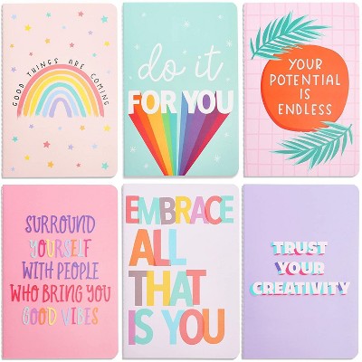 6-Pack Inspirational Journals Bulk, A5 Notebooks, Travel Journal with Positive Designs, Lined Pages
