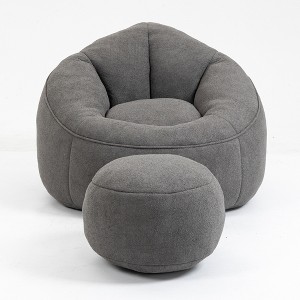 Cesicia 37.4 in-W x 40.2 in-D x 32.3 in-H Blue Microfiber Bedding Bean Bag Seats With Footrest - 1 of 4