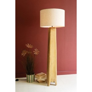 Wooden Floor Lamp with Fabric Shade – 61" Tall by Kalalou - 1 of 3