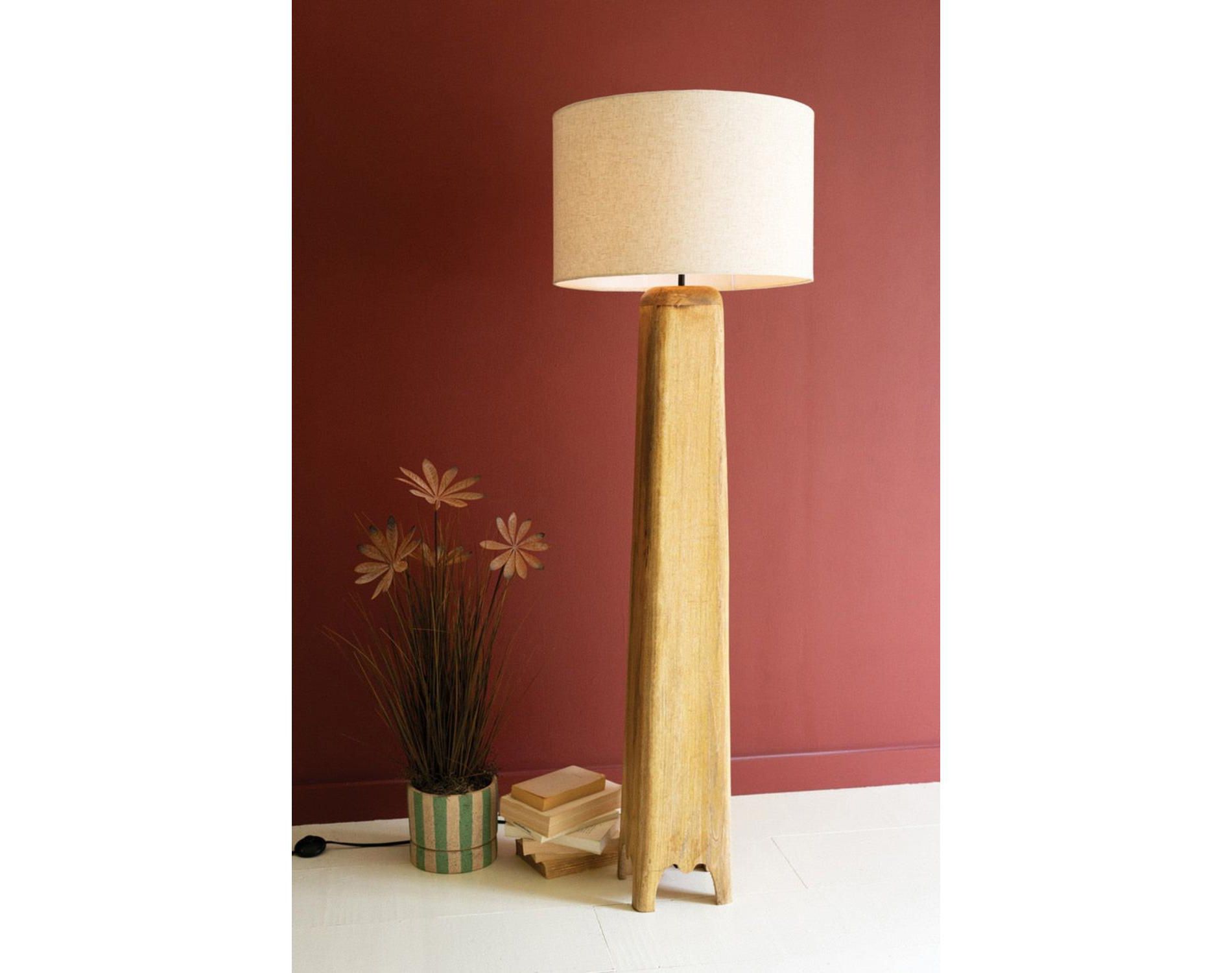 Wooden Floor Lamp with Fabric Shade – 61" Tall by Kalalou