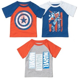 Marvel Avengers X-Men Spider-Man Iron Man Thor Captain America 3 Pack T-Shirts Toddler - 1 of 4