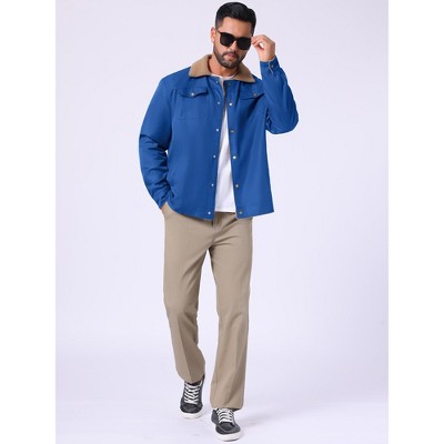 INSPIRE CHIC Men's Winter Collared Button Front Fleece Lining Pockets Trucker Jacket XX-Large Blue — фото 2