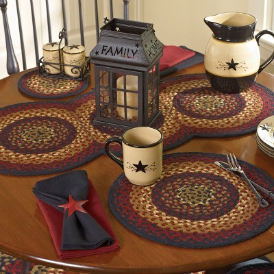 15-inch Round Braided Cotton Placemats in Spice Hues, Set of 2