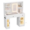 Large Vanity Desk with Sliding Mirror & 3-Color LED Lights, Makeup Dressing Table with Storage Drawers, Shelves, Cabinets, MDF Beauty Station - 2 of 4