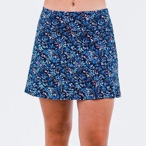 Calypsa Women's Chlorine Resistant Short A-line Swim Skort - 1 of 4