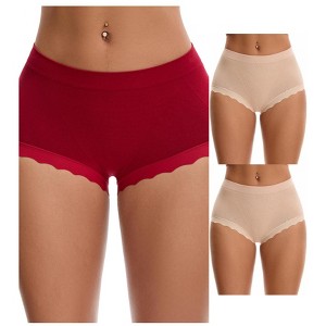 INSPIRE CHIC 3 Packs Women's High Waisted Breathable Tummy Control Underpants - 1 of 4