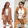 EXLURA Women's Business One Button Blazer Jacket High Elastic Waist Pant Suit Set Casual Loose 2 Piece Suits Office Work - 2 of 4