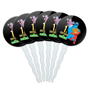 Sesame Street 1st Birthday Cupcake Picks Toppers Decoration Set of 6 - 1 of 4