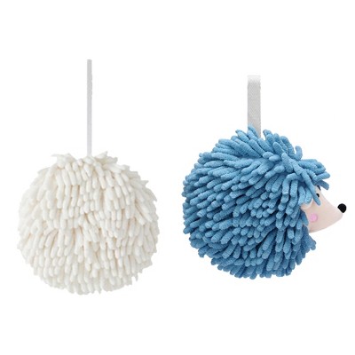 REGALWOVEN 2 Pcs Comfortable Soft Absorbent Chenille Ball Fuzzy Hand Towel for Home Decor