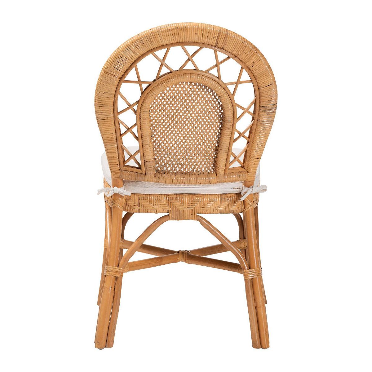 bali & pari Adam Natural Rattan Dining Chair with Curved Backrest and Removable Cushion Light Honey - thumbnail 4