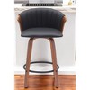 HomeRoots 26" Black and Wood Brown Faux Leather with Solid Wood Swivel Counter Height Bar Chair - 2 of 4
